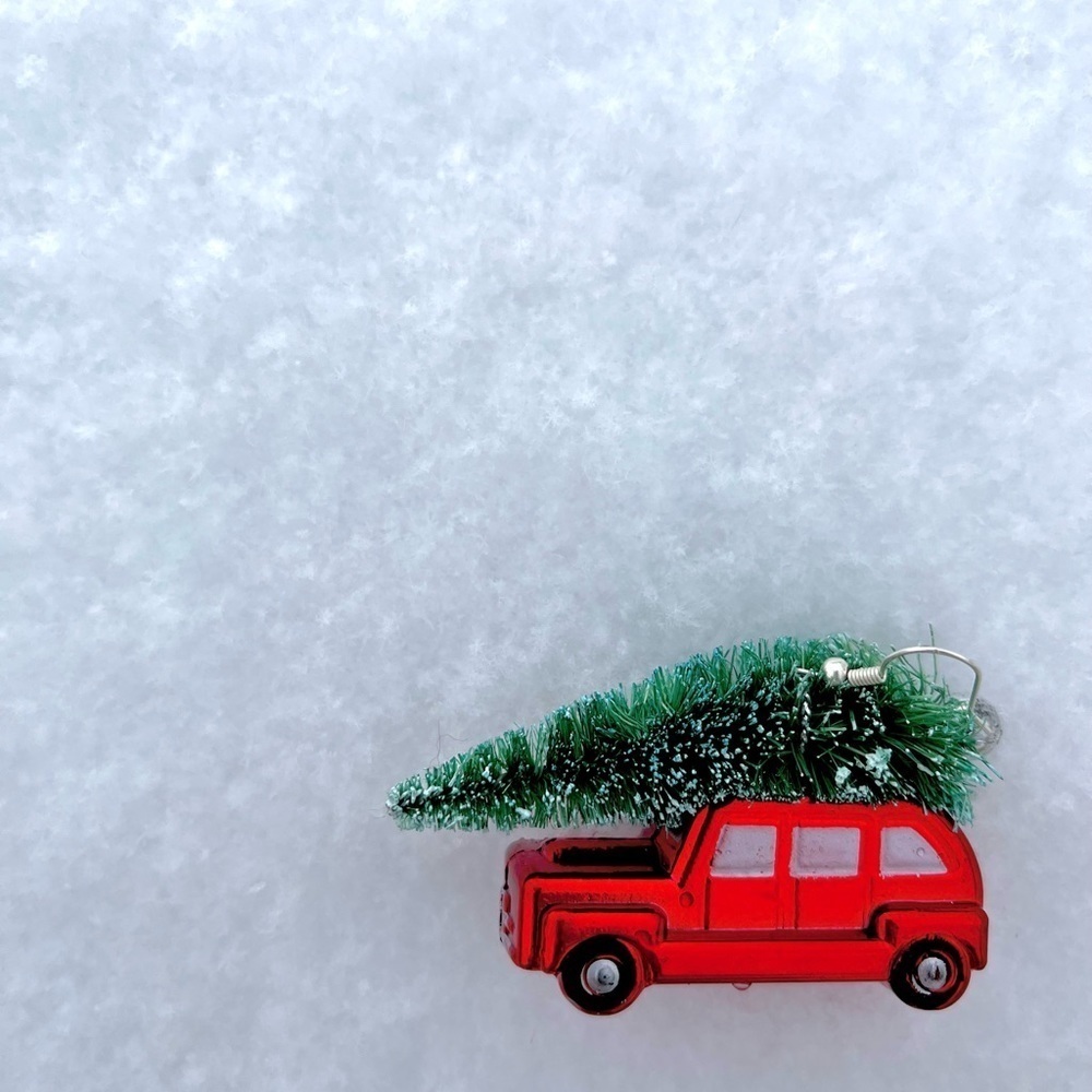 CHRISTMAS TREE ON TRUCK EARRINGS